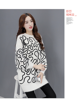 2016冬季時尚之選 圓領(lǐng)直袖中長款針織衫