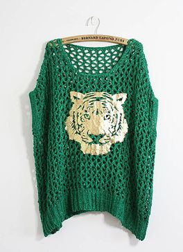 風尚焦點 金色老虎頭鏤空針織衫，日韓潮流新寵